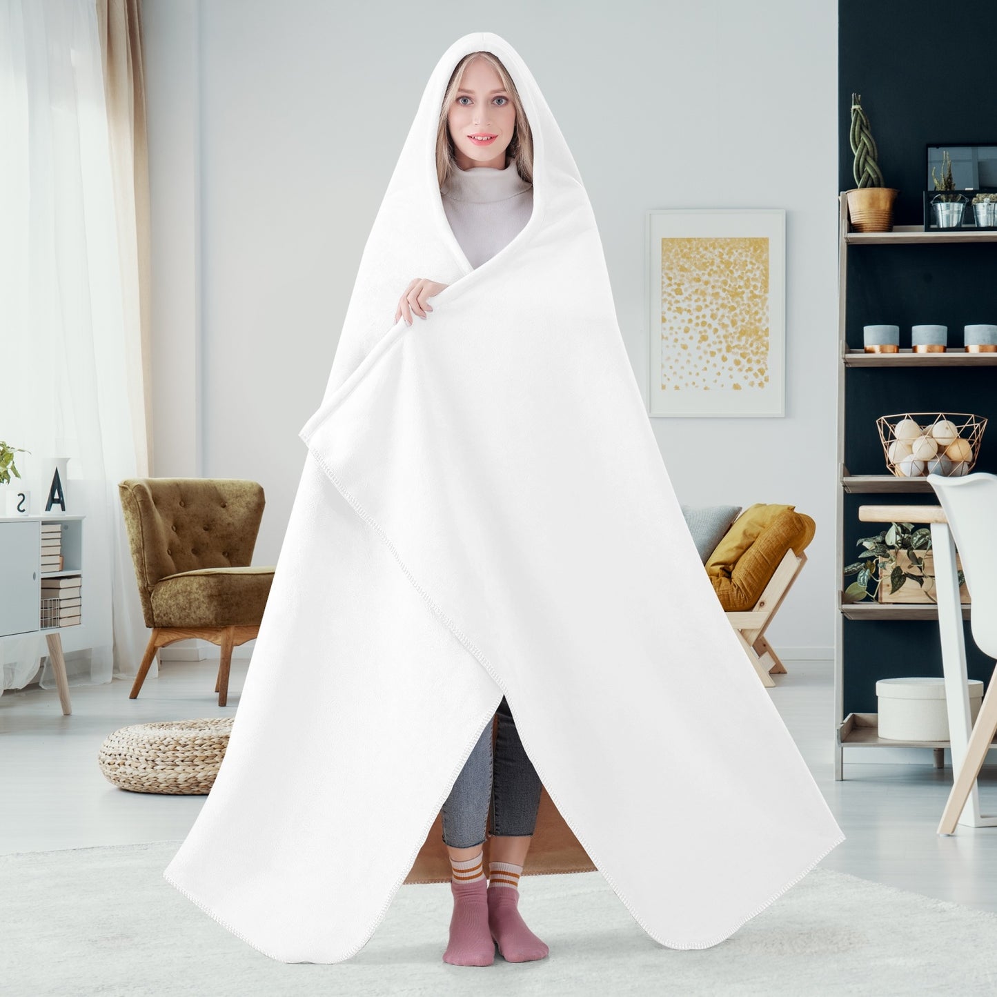 320. Casual Dual-Sided Stitched Hoodie Blanket