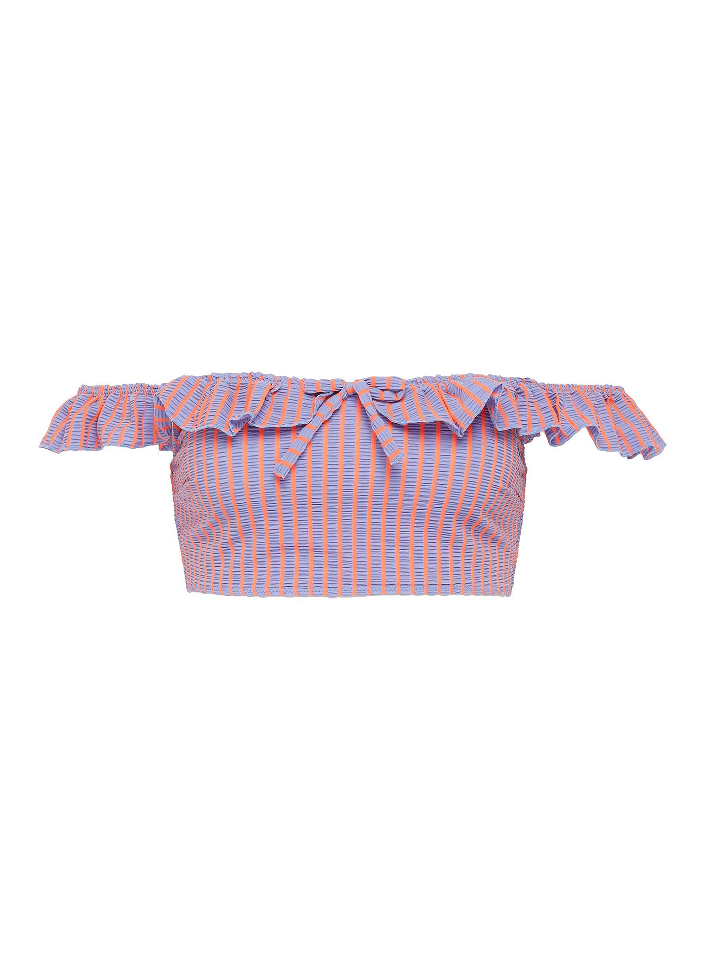 'The Paloma' stripe seersucker off-shoulder bikini top - Solid & Striped - Multi-colour
