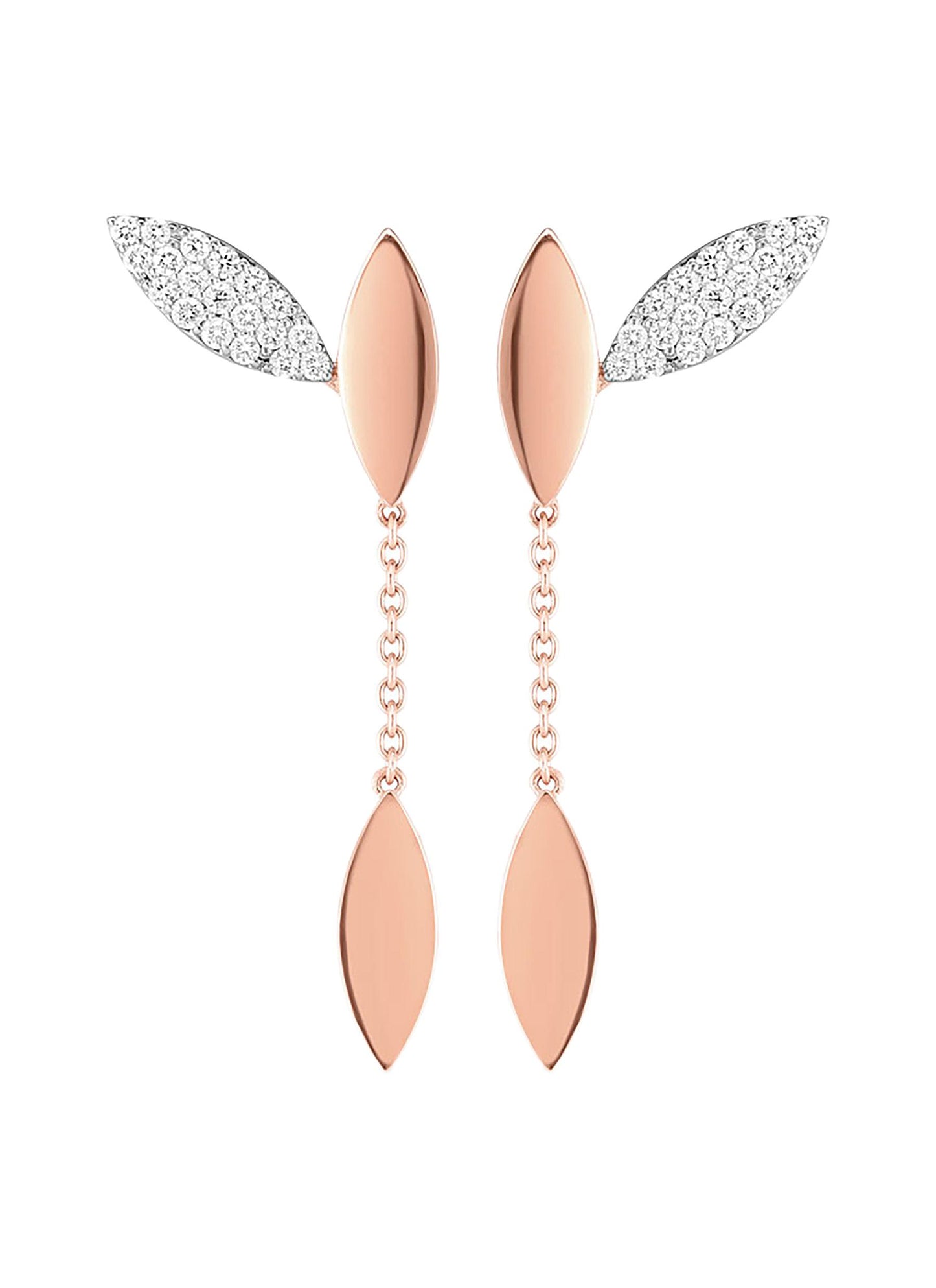 'Petals' diamond 18k rose gold drop earrings - Roberto Coin - Metallic