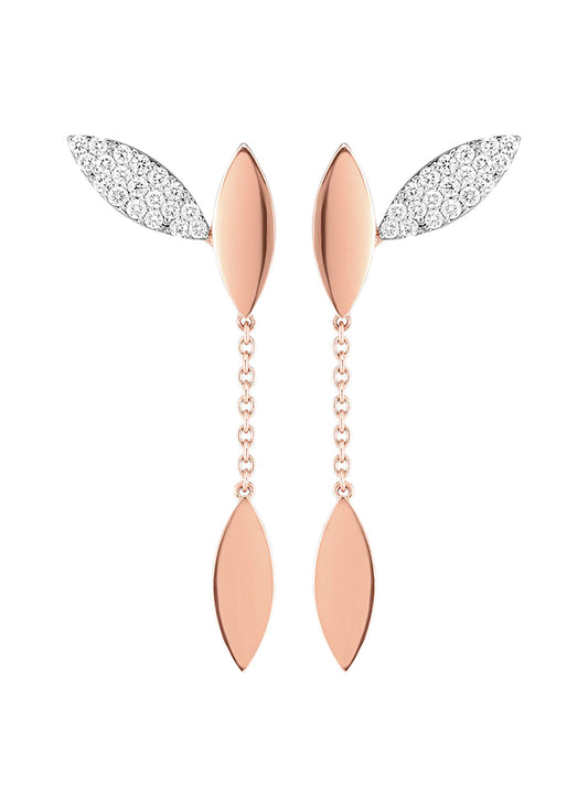 'Petals' diamond 18k rose gold drop earrings - Roberto Coin - Metallic
